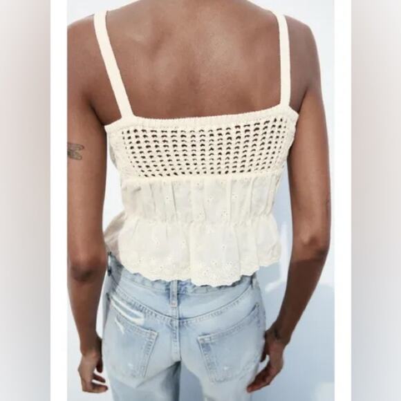 ZARA MIXED KNIT TOP WITH TIES Size Small - Picture 3 of 14